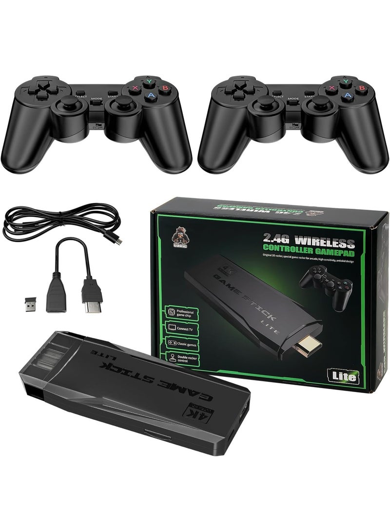 جهاز ألعاب فيديو كلاسيكي بدقة 4K HD، بسعة 64 جيجابايت، مزود بوحدتي تحكم لاسلكيتين بتردد 2.4 جيجا هرتز، سهل الاستخدام، يعمل بمجرد التوصيل، مع العديد من الألعاب الكلاسيكية المدمجة. - Image 1